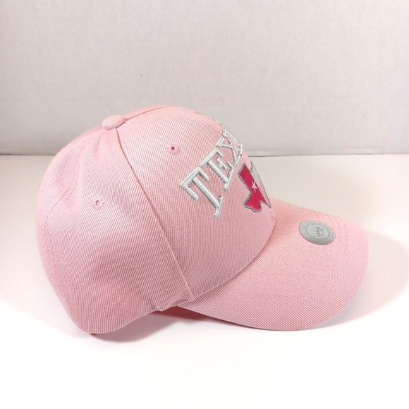 Texas Hat Baseball Cap Pink Denim Adjustable Embroidered Logo Lone Star State Tx - Picture 2 of 9